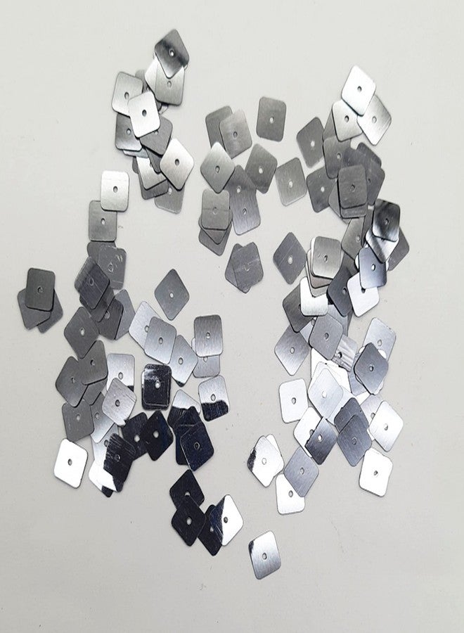eshoppee PVC Sheet Square Shape Dark Grey Color Sequins Sitara for Jewellery Making kit Art and Crafts, Silver - Image 2